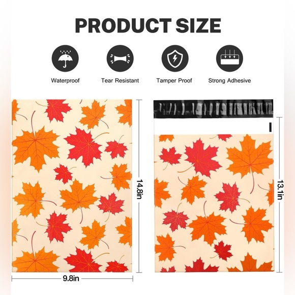 15 Fall Poly Mailers - Fall Leaves - Picture 2 of 2